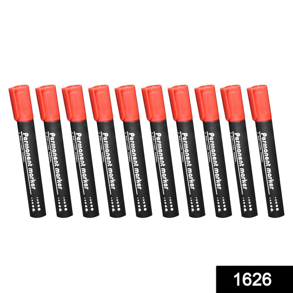 1626 Red Permanent Markers for White Board (Pack Of 10) - 