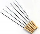 2228 Barbecue Skewers for BBQ Tandoor and Gril with Wooden Handle - Pack of 12 - DeoDap