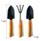 Opencho Gardening Tools - Reusable Rubber Gloves, Flower Cutter & Garden Tool Wooden Handle (3pcs-Hand Cultivator, Small Trowel, Garden Fork)