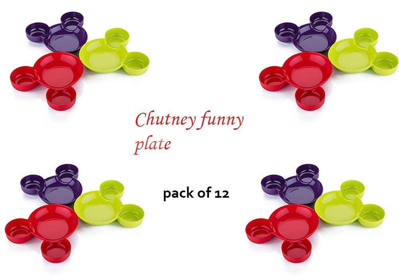 863 Unbreakable Mickey Shaped Kids/Snack Serving Sectioned Plates (Assorted Colors) (Pack of 1)