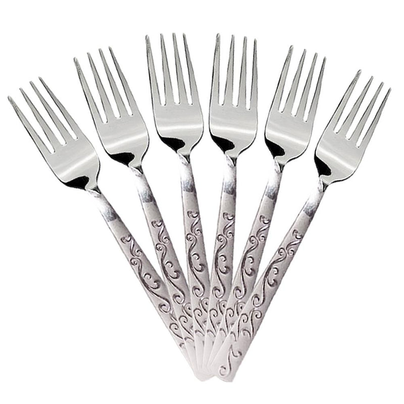 7005 Self Design Stainless Steel Fork Set - 6 Pcs - Opencho