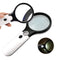 0449 Handheld Reading Magnifier Glass 3X, 45X with 3 LED Lights for Reading/Maps/Watch Repair