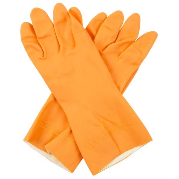 664 - Flock line Reusable Rubber Hand Gloves (Orange) - 1pc