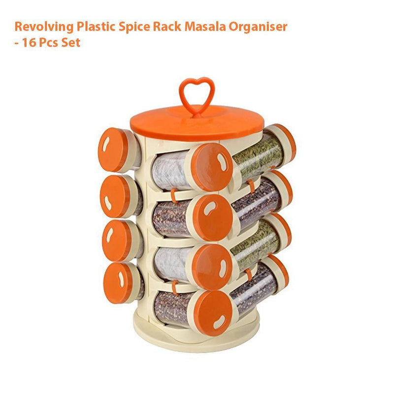 0166 Revolving Plastic Spice Rack Set (16pc)