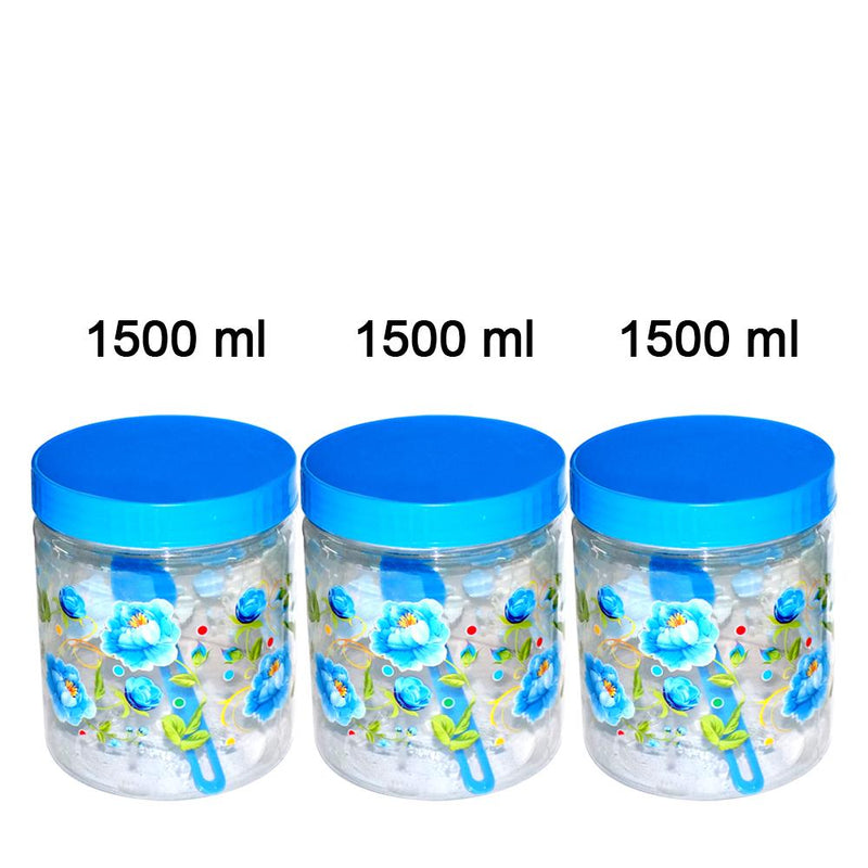 3678 Round Vacuum Seal airtight Food Storage Canister 1500ml (Multicoloured) (Set of 3)