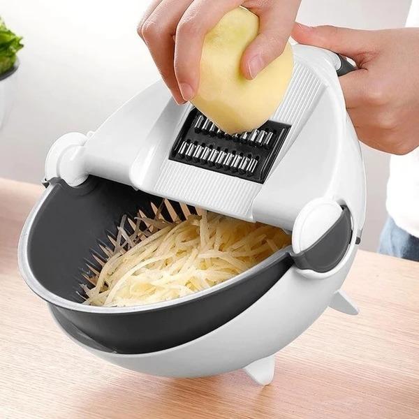 2187 10in1 Multifunctional Vegetable Fruits Cutter Shredder with Rotating Drain Basket - DeoDap