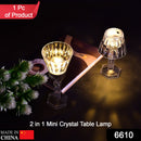 6610 2in1 Transparent Mini Crystal Table Lamp with Reflection Light (Moq :- 12Pcs)