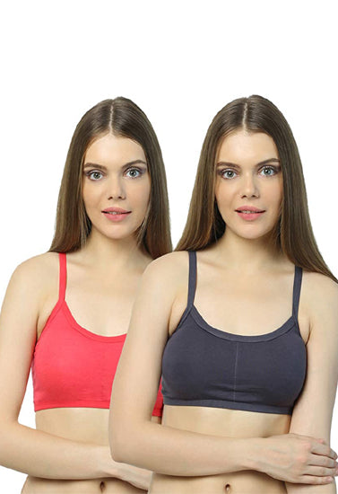 2-Pack Cotton Cage Strap Back Sports Bra