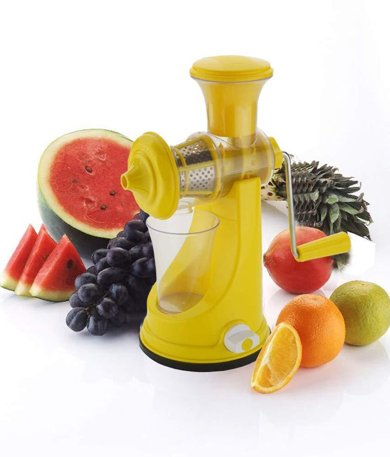 Kitchen combo -Manual Fruit Juicer with Plastic Big Tea Strainer Sieve &  6pcs Plastic Juice Drinking Glasses