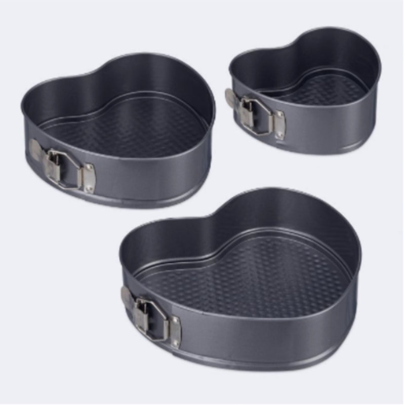 2364 Heart Shape Metal Moulds for Baking Non-Stick Cake Tins (Pack of 3) - 