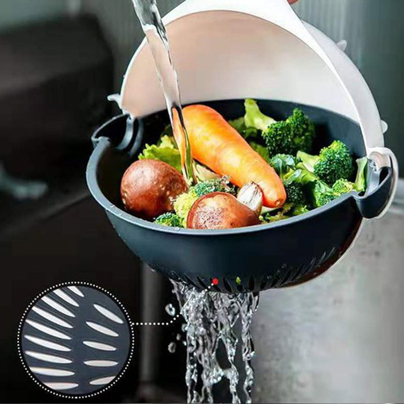 2214B Multifunctional Vegetable Fruits Cutter Shredder with Rotating Drain Basket (Brown Box)