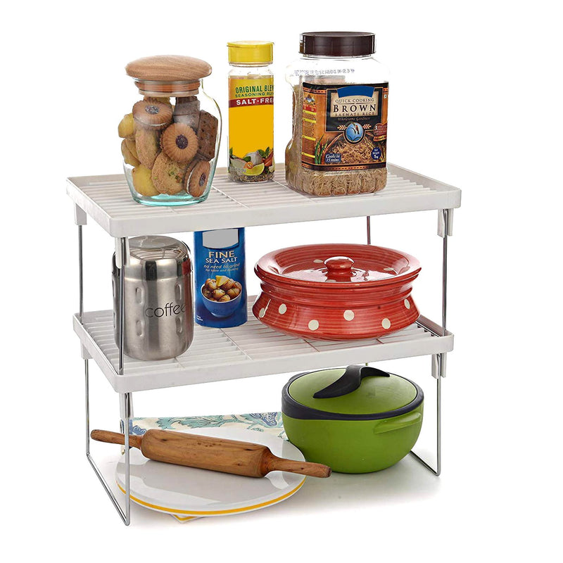2310 Plastic 2 Layer Multi-Purpose Kitchen Storage Basket Rack - 