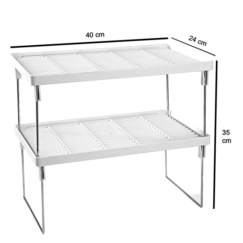 2310 Plastic 2 Layer Multi-Purpose Kitchen Storage Basket Rack - 
