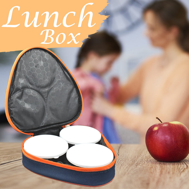 2542 Stainless Steel and Plastic Insulated Lunch Box of 3 Air Tight Containers with Bag Cover