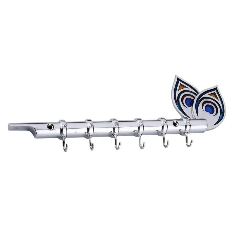 0317 Flute Shape Stainless Steel Key Holder Stand ( Chrome Antique Finish, 9" X 2", Silver)