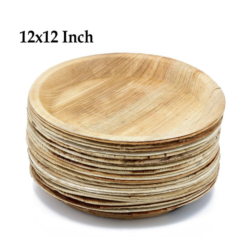 3207 Disposable Round Shape Eco-friendly Areca Palm Leaf Plate (12x12 inch) (pack of 25) - 