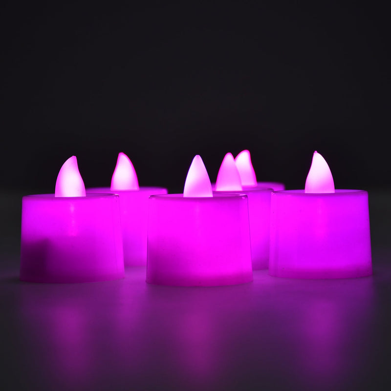 6632 Pink Flameless LED Tealights, Smokeless Plastic Decorative Candles - Led Tea Light Candle For Home Decoration (Pack Of 24) 