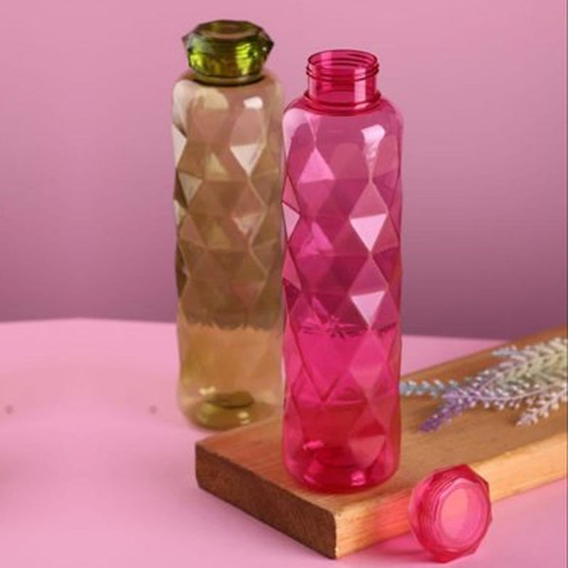 2668 3Pc Set Diamond Cut Bottle Used for storing water and beverages purposes for people.