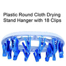 1366 Plastic Round Cloth Drying Stand Hanger with 18 Clips (Multicolour) - Opencho