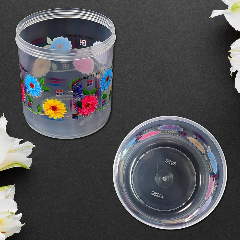2087  Kitchen Plastic Floral Design Grocery Storage Container/Jar. Set of 3pcs - 800ML, 1600ML, 2400ML 