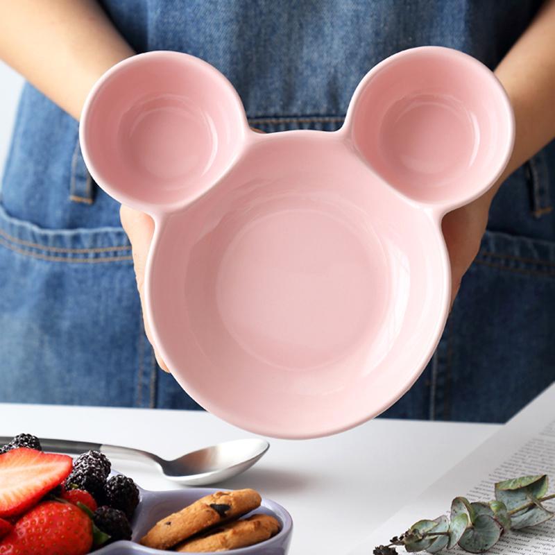 863 Unbreakable Mickey Shaped Kids/Snack Serving Sectioned Plates (Assorted Colors) (Pack of 1)