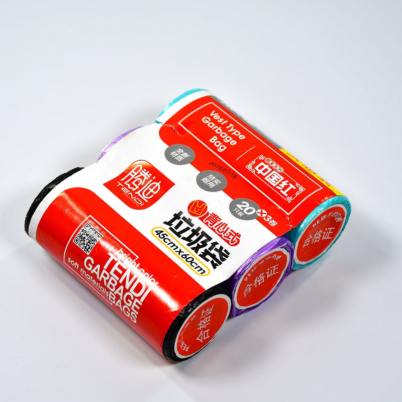 9224 Multi color 3Roll Garbage Bags/Dustbin Bags/Trash Bags 45x60cm 