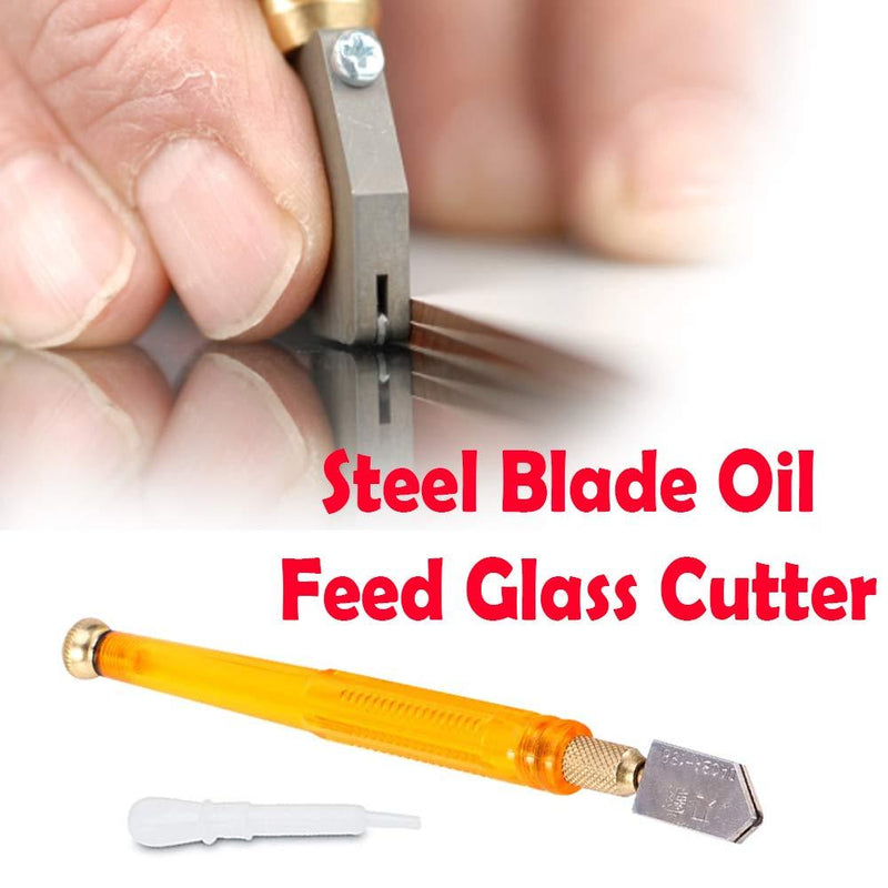 0460 Antislip Metal Handle Steel Blade Oil Feed Glass Cutter