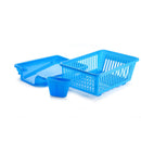 8132 Ganesh 3 in 1 Large Plastic Kitchen Sink Dish Rack Drainer Drying Rack Washing Basket with Tray for Kitchen, Dish Rack Organizers, Utensils Tools Cutlery 