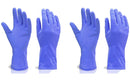 0666 - Flock line Reusable Rubber Hand Gloves (Blue) - 1pc