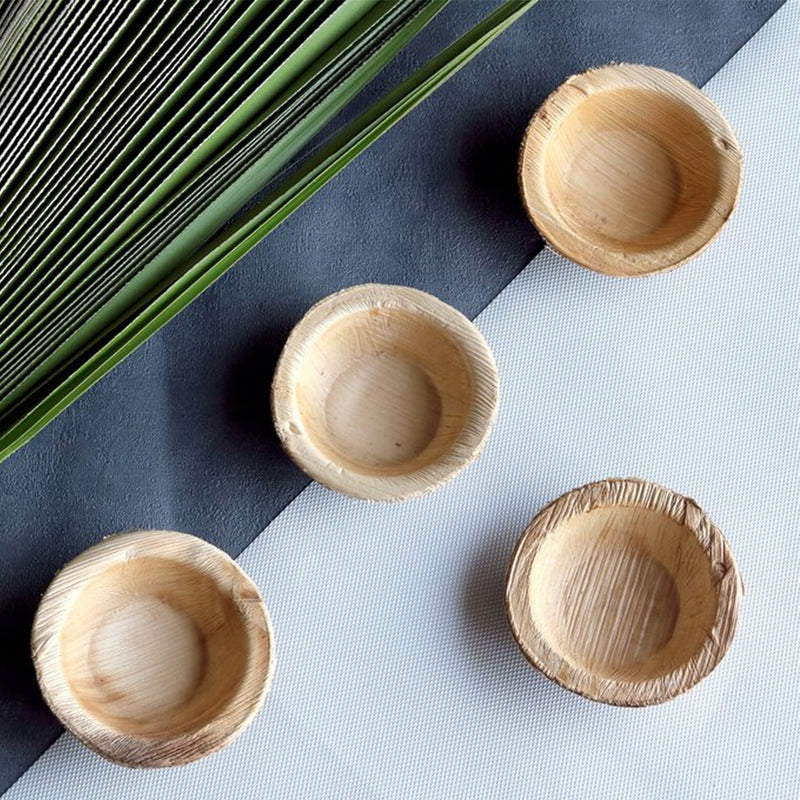 3213 Disposable Round Shape Eco-friendly Areca Palm Leaf Bowl (5x5 inch) (pack of 25) - 