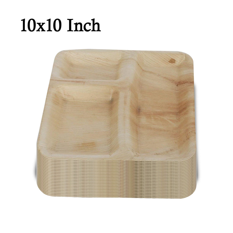 3220 Disposable Square Shape Eco-friendly Areca Palm Leaf Plate (10x10 inch) (pack of 25) - 