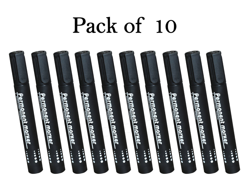 1625 Black Permanent Markers for White Board (Pack of 10) - 