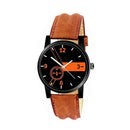 1811 Unique & Premium Analogue Watch Black and Orange Print Multicolour Dial Leather Strap (Watch 11)