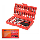 0422 Socket 1/4 Inch Combination Repair Tool Kit (Red, 46 pcs) - Your Brand
