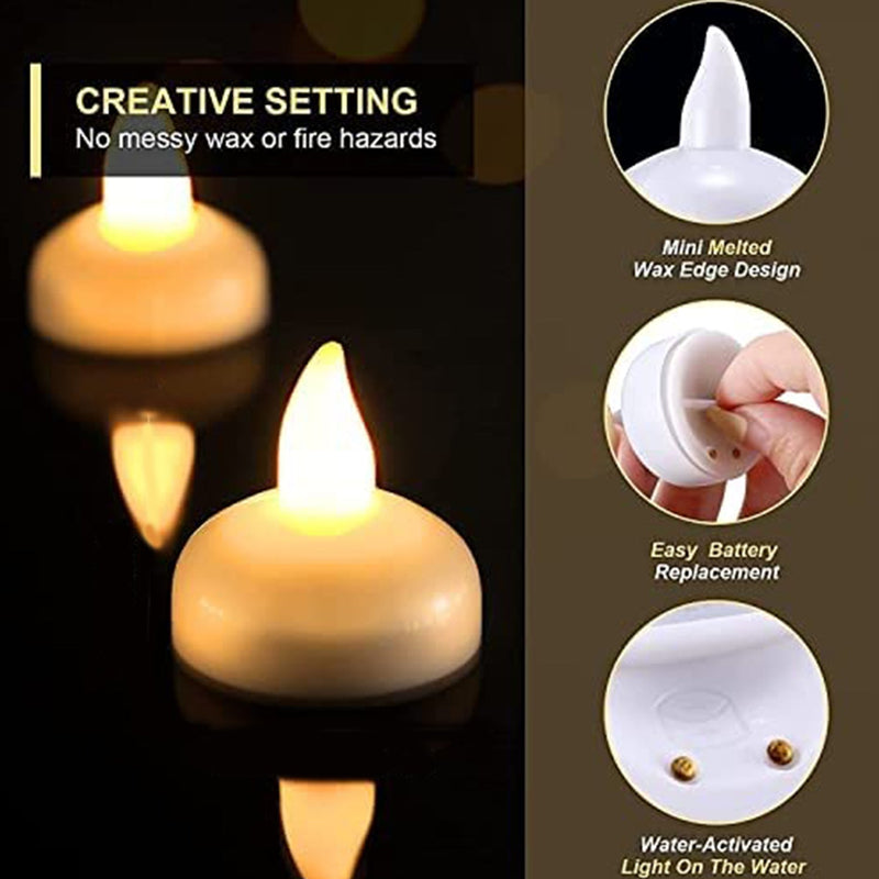 6432 Set of 24 Flameless Floating Candles Battery Operated Tea Lights Tealight Candle - Decorative, Wedding. 