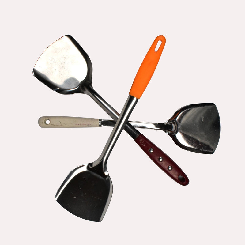 7004 Stainless Steel Pot Shovel Kitchenware Colander Spatula Porridge Spoon Stainless Steel Spoon Household Kitchen Spatula(35.5 cm) 