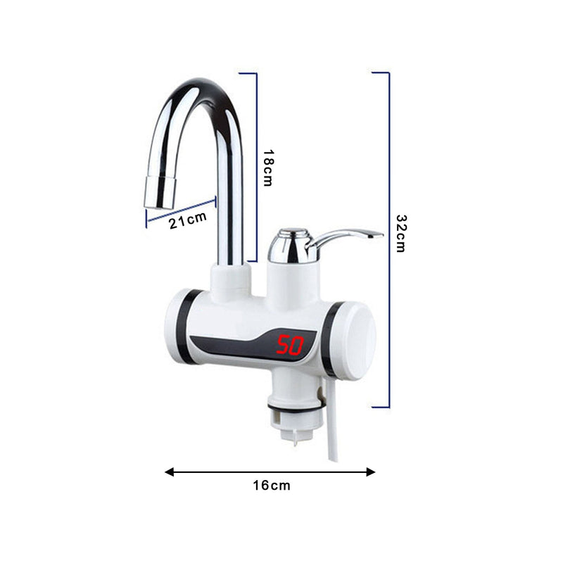 1684A Stainless Steel LED Digital Display Instant Heating Electric Water Heater Faucet Tap 