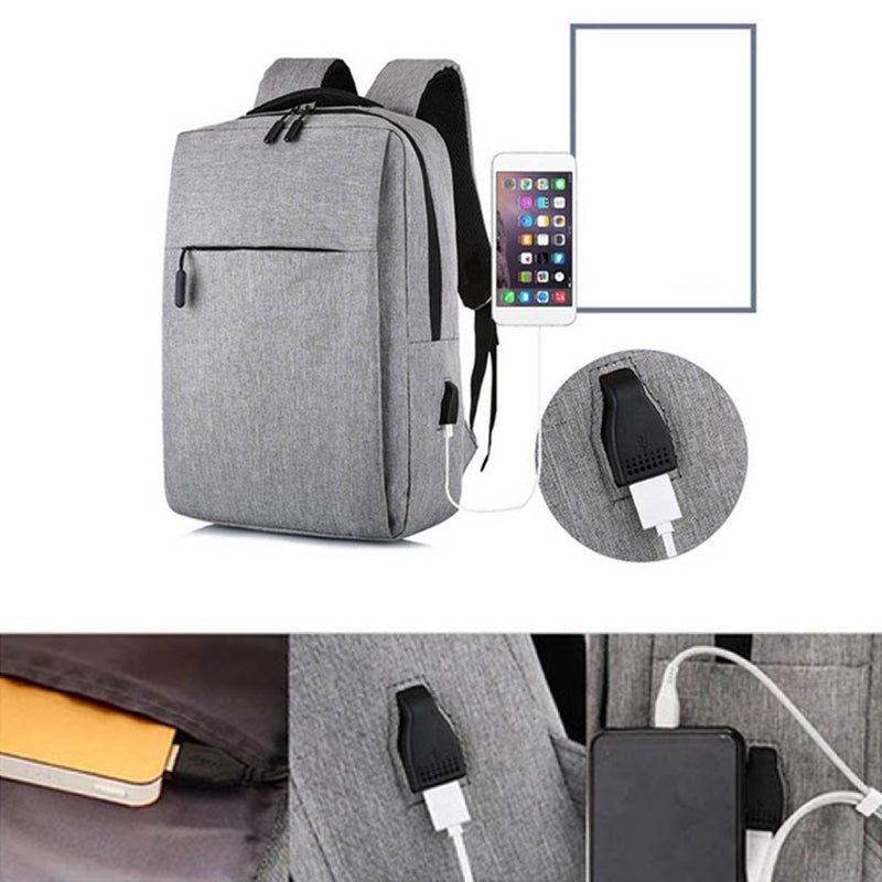 6219 Gray Travel Laptop Backpack With USB Charging Port 