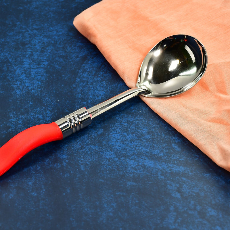 2939 STAINLESS STEEL BLASTING SPOON WITH PLASTIC HANDLE. 