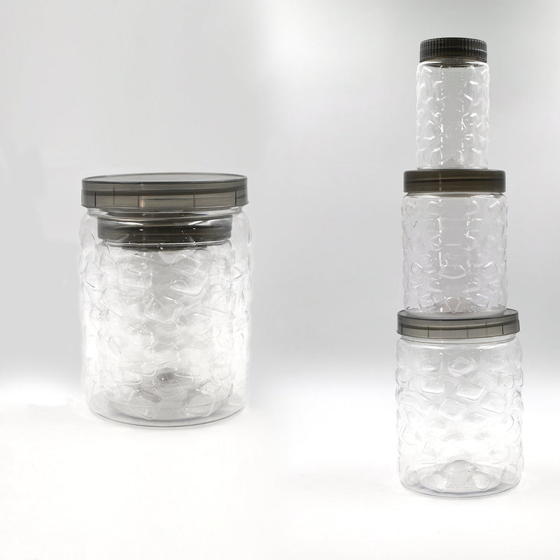 0598 3pcs Stone Jars Set (Big 1200ml, Medium 600ml & Small 250ml size) (plastic material)