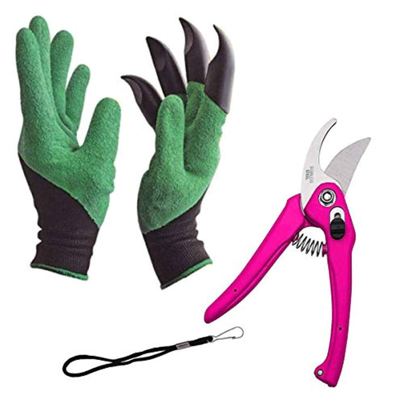 Opencho Gardening Tools - Garden Gloves with Claws for Digging and Planting, 1 Pair Ergonomic Grip, Incredibly Sharp Secateurs