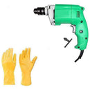 Metal Electric Drill and Gloves (Multicolor, 2-Pieces)