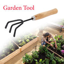 Opencho Gardening Tools - Falcon Gloves, Flower Cutter/Scissor & Garden Tool Wooden Handle (3pcs-Hand Cultivator, Small Trowel, Garden Fork)