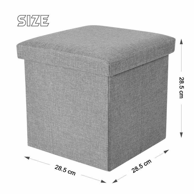 4986 Living Room Cube Shape Sitting Stool with Storage Box. Foldable Storage Bins Multipurpose Clothes, Books, and Toys Organizer with Cushion Seat 