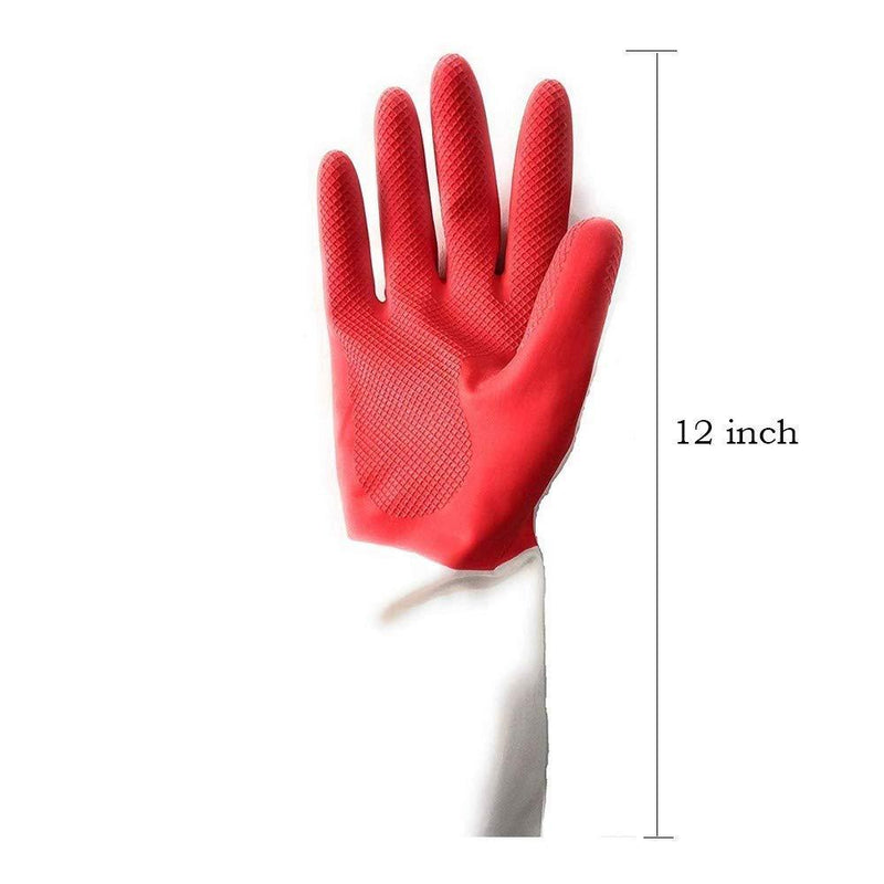 672 - Dual Color Reusable Rubber Hand Gloves (Red + White) - 1 pc