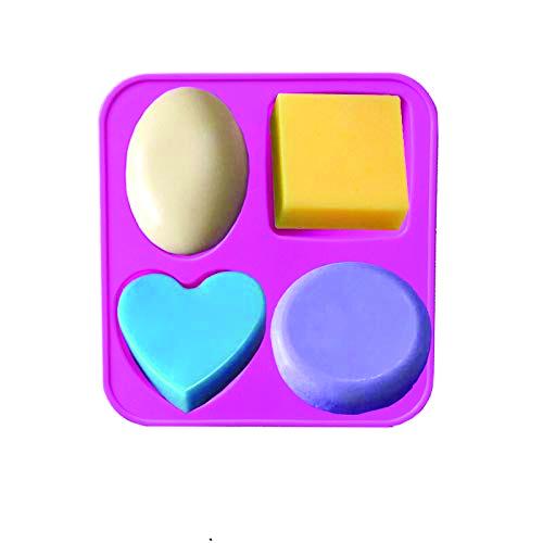 0773 Silicone Circle, Square, Oval and Heart Shape Soap And Mini Cake Making Mould