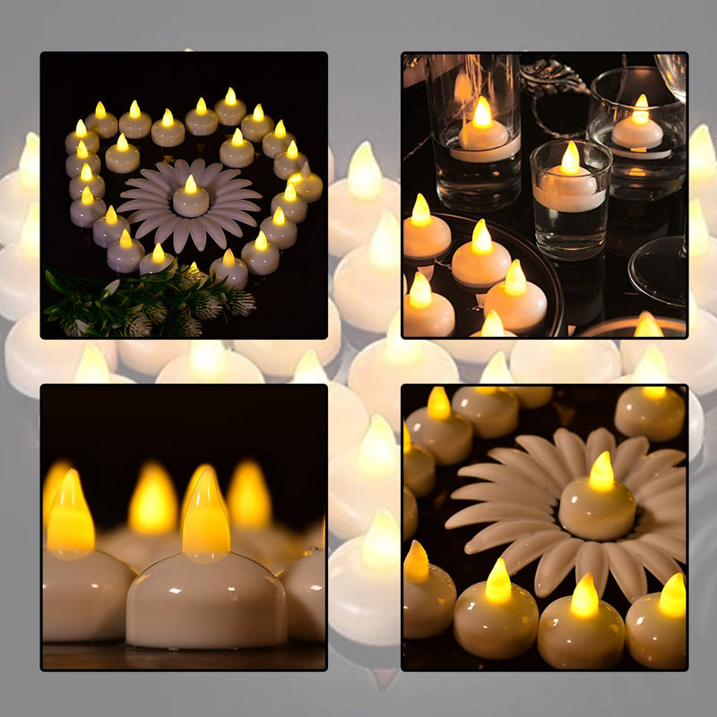 6432 Set of 24 Flameless Floating Candles Battery Operated Tea Lights Tealight Candle - Decorative, Wedding. 