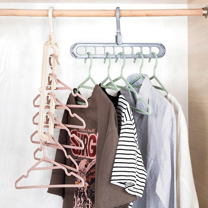 0238 9 Hole Plastic Hanger Hanging hook Indoor Wardrobe Clothes Organization Storage Balcony Windowsill Suit Racks - 