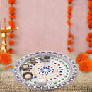 2236 Silver Plated Laxmi & Ganesh Pooja Thali Set (Set of 6 Pieces)