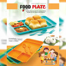 2037 4Compartment Dish with Spoon and Fork(1 Dish Set with 1Spoon and 1Fork) Dinner Plate Plastic Compartment Plate Pav Bhaji Plate 4-Compartments Divided Plastic Food Plate. 